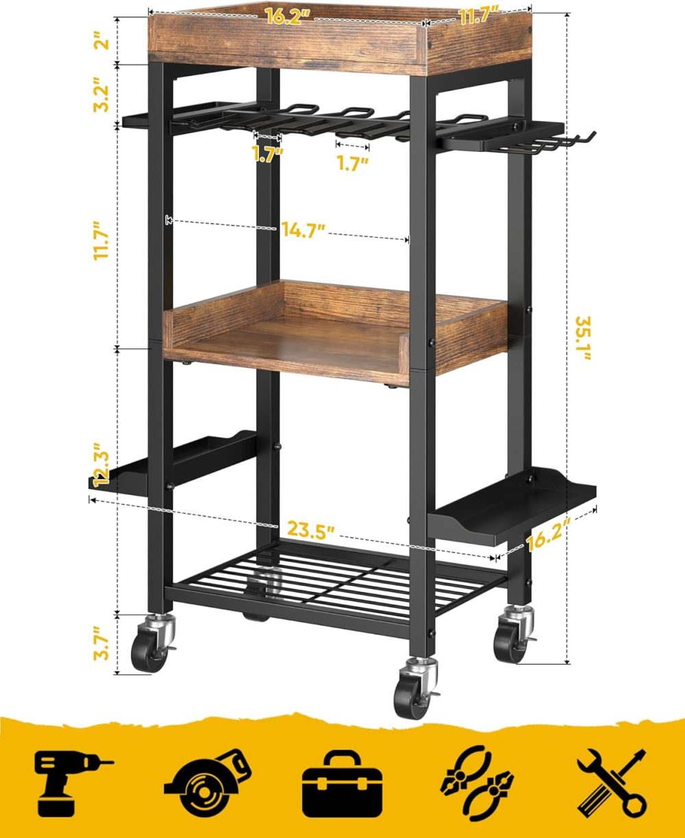 4-Tier Heavy Duty Metal Power Tool Storage Cart