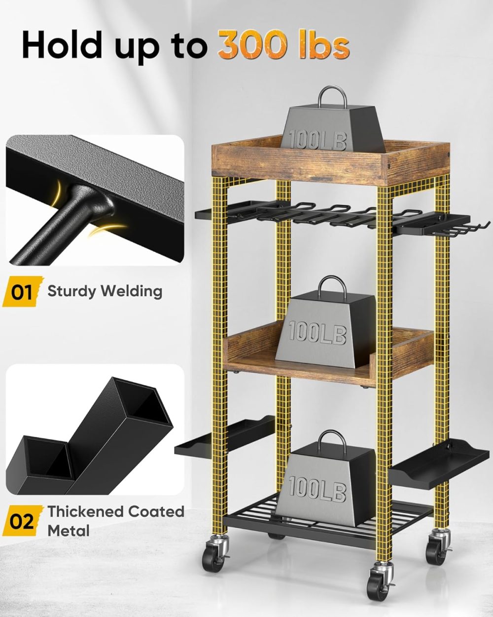 4-Tier Heavy Duty Metal Power Tool Storage Cart