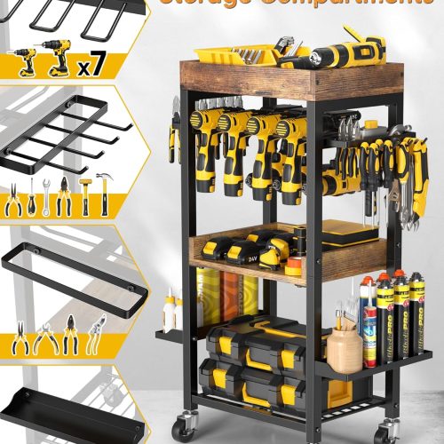 4-Tier Heavy Duty Metal Power Tool Storage Cart