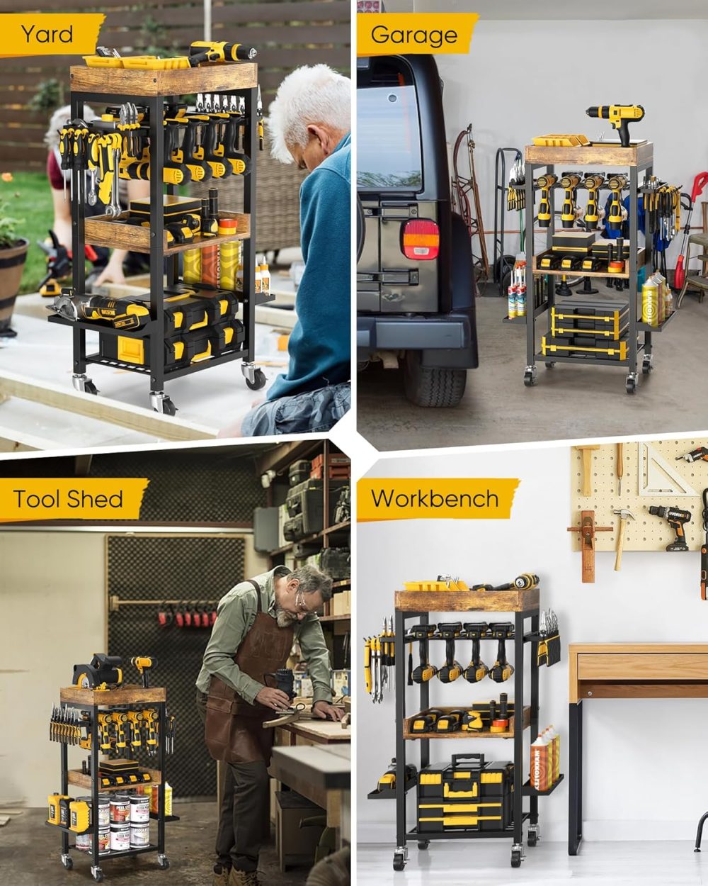 4-Tier Heavy Duty Metal Power Tool Storage Cart