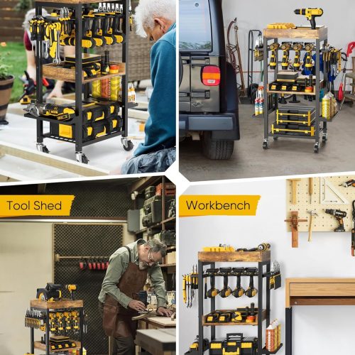4-Tier Heavy Duty Metal Power Tool Storage Cart